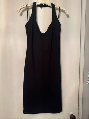 Kardashian Kollection Black Midi Scoop Neck Dress